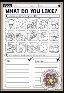 What do you like? (Food) – Worksheet (2-fach differenziert)