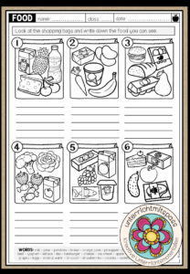 What’s in my shopping bag? (Food) – Worksheet (4-fach differenziert)