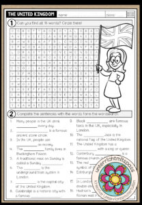 THE UNITED KINGDOM – Wordsearch