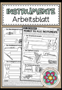 Instrumente benennen – Arbeitsblatt (2-fach differenziert)