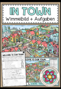 IN TOWN – Wimmelbild + Aufgaben (Englisch 3.-5. Schulstufe)