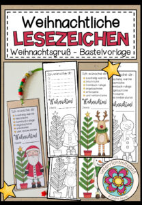 Weihnachtliche Lesezeichen (Feriengruß/Weihnachtsgeschenk) Bastelvorlage