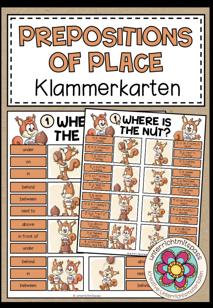 PREPOSITIONS OF PLACE – Klammerkarten (2-fach differenziert)