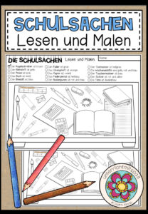 DIE SCHULSACHEN – Lesen und Malen (2-fach differenziert)