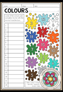 COLOURS – Vocabulary Worksheet (2-fach differenziert)