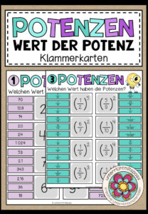 POTENZEN (Wert der Potenz) – 3 Klammerkarten