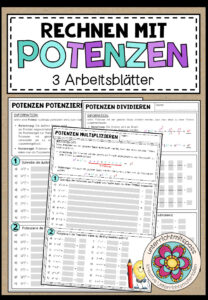 RECHNEN MIT POTENZEN – 3 Arbeitsblätter