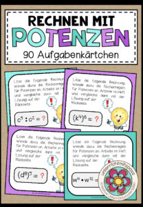 RECHNEN MIT POTENZEN – 90 Aufgabenkärtchen