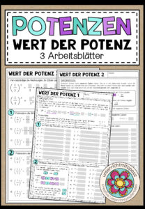 POTENZEN (Wert der Potenz) – 3 Arbeitsblätter