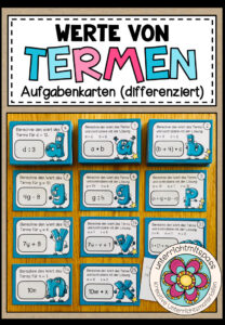TERME (ohne Potenzen) – Werte von Termen (108 Aufgabenkarten)