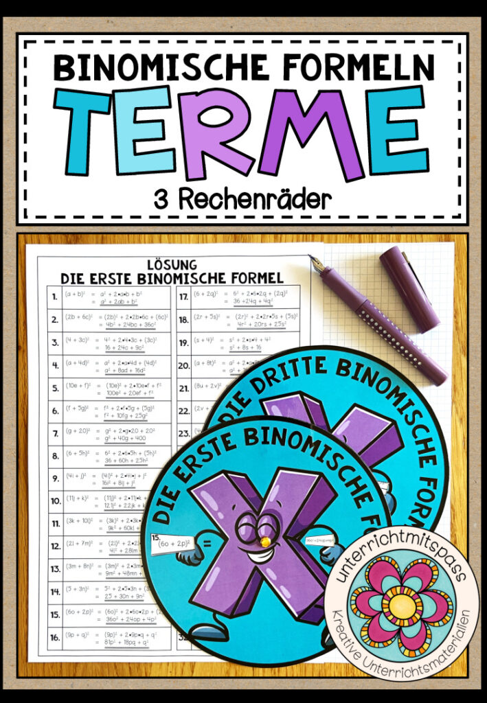 BINOMISCHE FORMELN (Terme mit Potenzen) – 3 Rechenräder