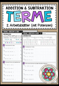 TERME (mit Potenzen) – Addition & Subtraktion (2 Arbeitsblätter)