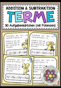 TERME (mit Potenzen) – Addition & Subtraktion (90 Aufgabenkärtchen)