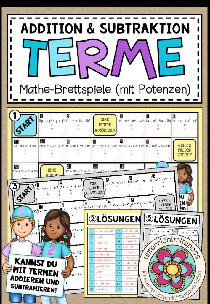 TERME (mit Potenzen) – Addition & Subtraktion (Brettspiele)
