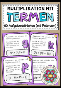 TERME (mit Potenzen) – Multiplikation (90 Aufgabenkärtchen)