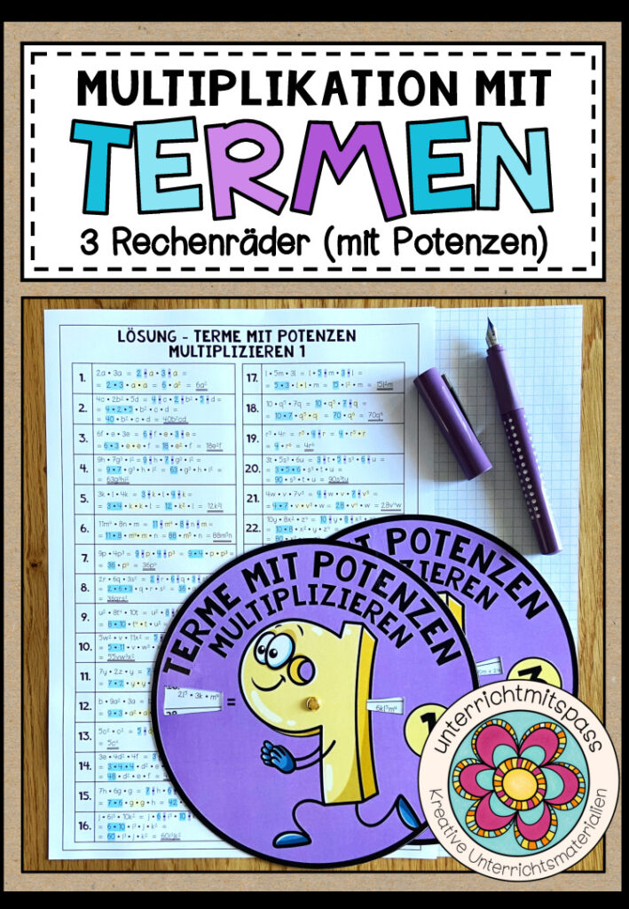 TERME (mit Potenzen) – Multiplikation (Rechenräder)