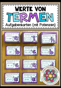 TERME (mit Potenzen) – Werte von Termen (108 Aufgabenkarten)