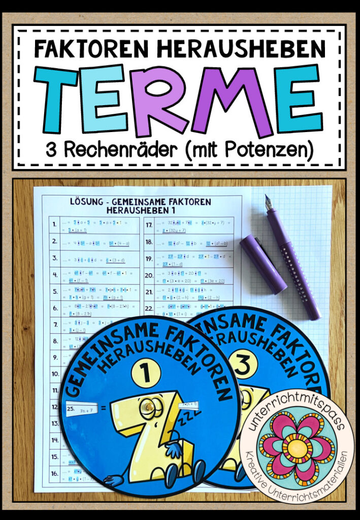 TERME (mit Potenzen) – Faktoren herausheben (3 Rechenräder)