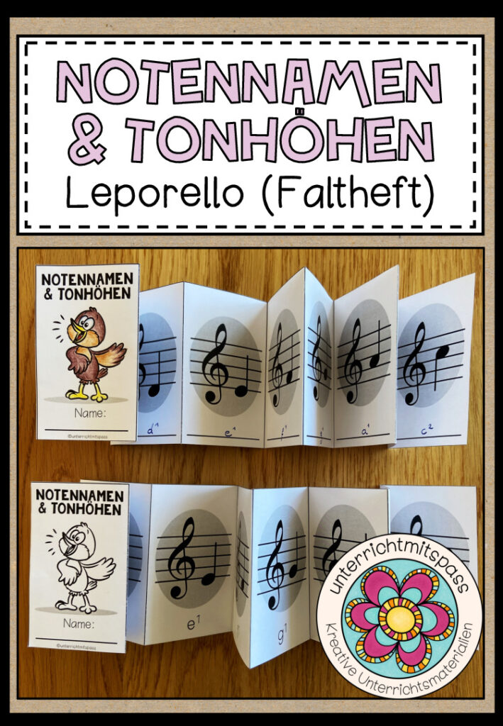 NOTENNAMEN (Notenlehre) – Leporello (6 Versionen)