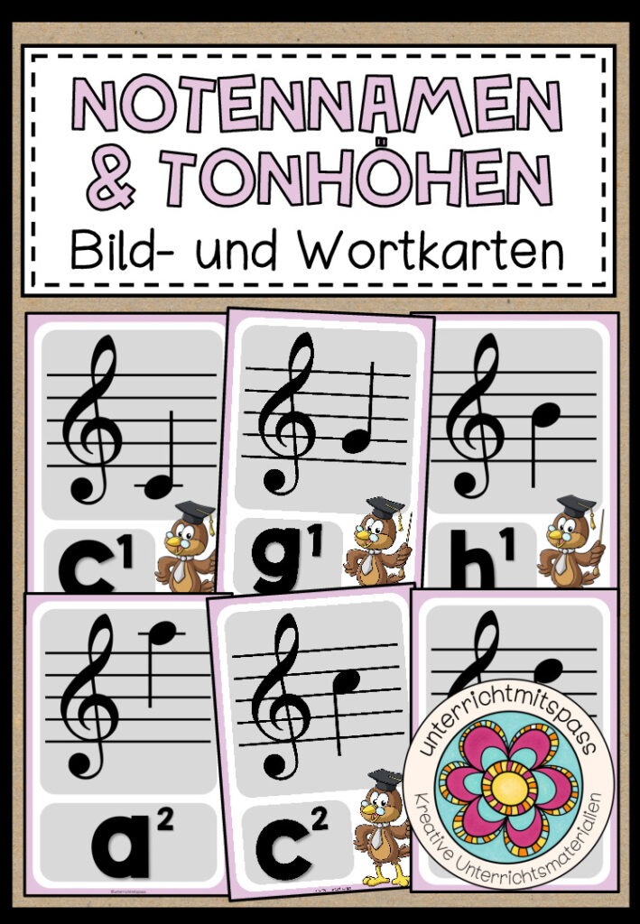 NOTENNAMEN & TONHÖHEN – Bild- und Wortkarten