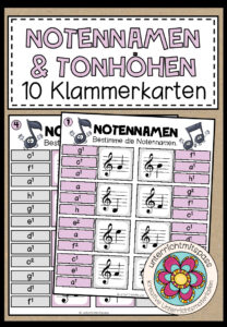 NOTENNAMEN & TONHÖHEN (Notenlehre) – 10 Klammerkarten