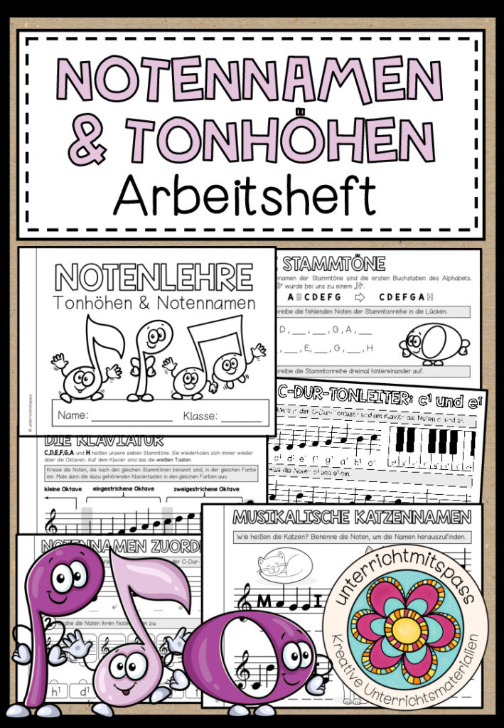 NOTENNAMEN & TONHÖHEN (Notenlehre) – Arbeitsheft