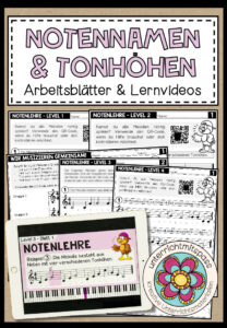 NOTENNAMEN & TONHÖHEN (Notenlehre) – Arbeitsblätter + Videos