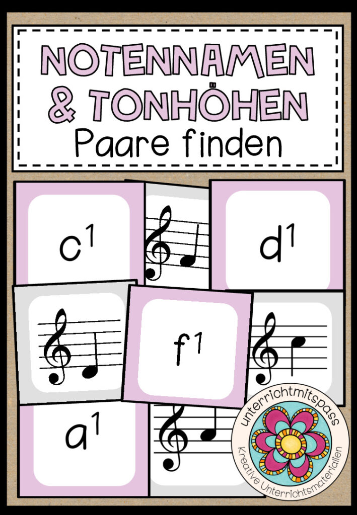 NOTENNAMEN & TONHÖHEN (Notenlehre) – Paare finden