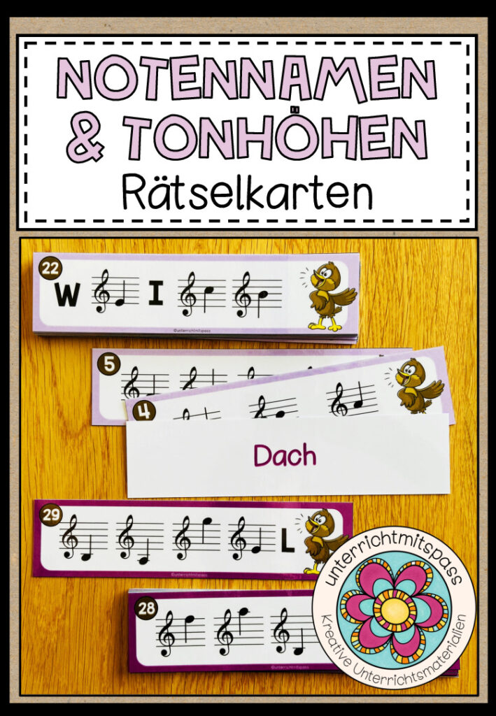 NOTENNAMEN & TONHÖHEN (Notenlehre) – Rätselkarten
