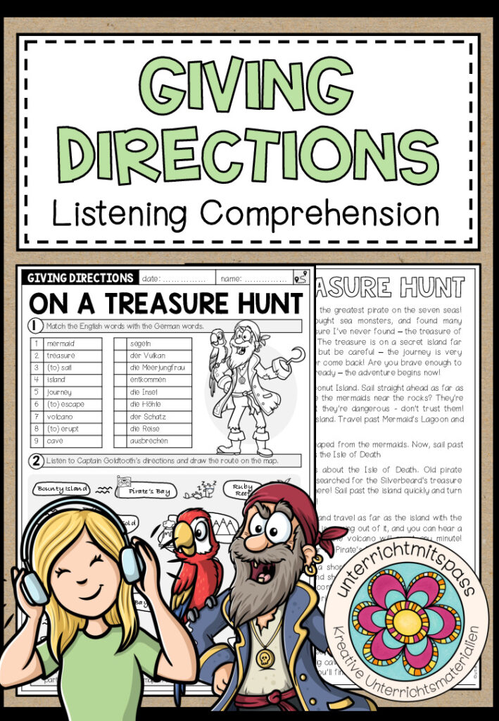 GIVING DIRECTIONS – On a treasure hunt (Listening Comprehension)