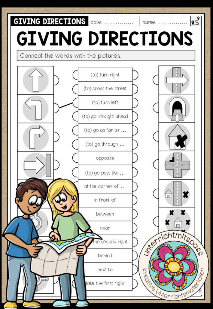 GIVING DIRECTIONS – Read and Connect (Worksheet)