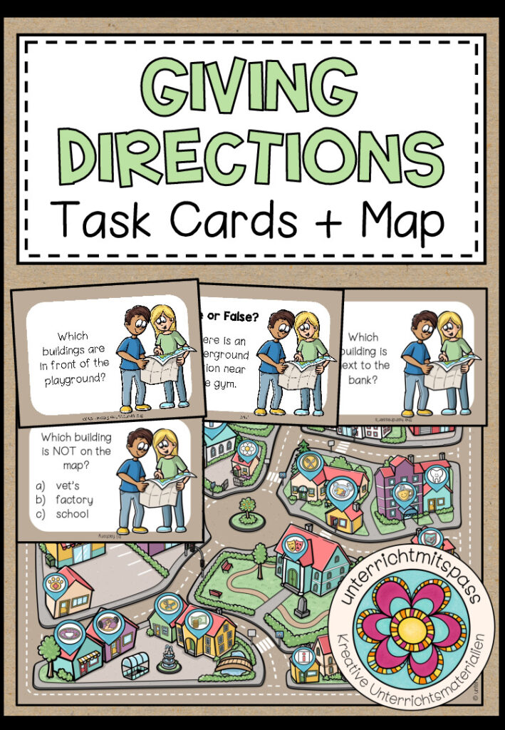 GIVING DIRECTIONS – Task Cards + Stadtplan