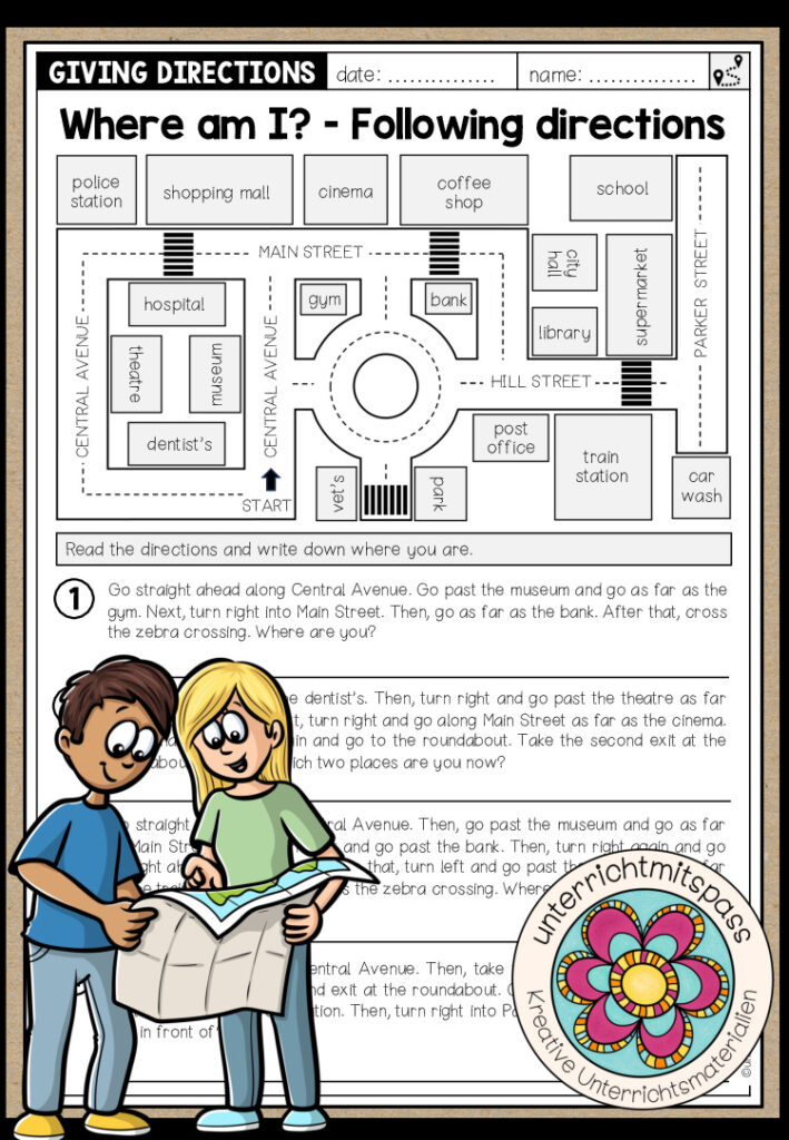 GIVING DIRECTIONS – Where am I? – Following Directions (Reading Comprehension)