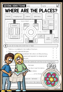 GIVING DIRECTIONS – Where are the places? (Worksheet)