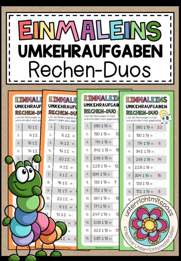 DAS GROßE EINMALEINS (Umkehraufgaben) – 10 Rechen-Duos