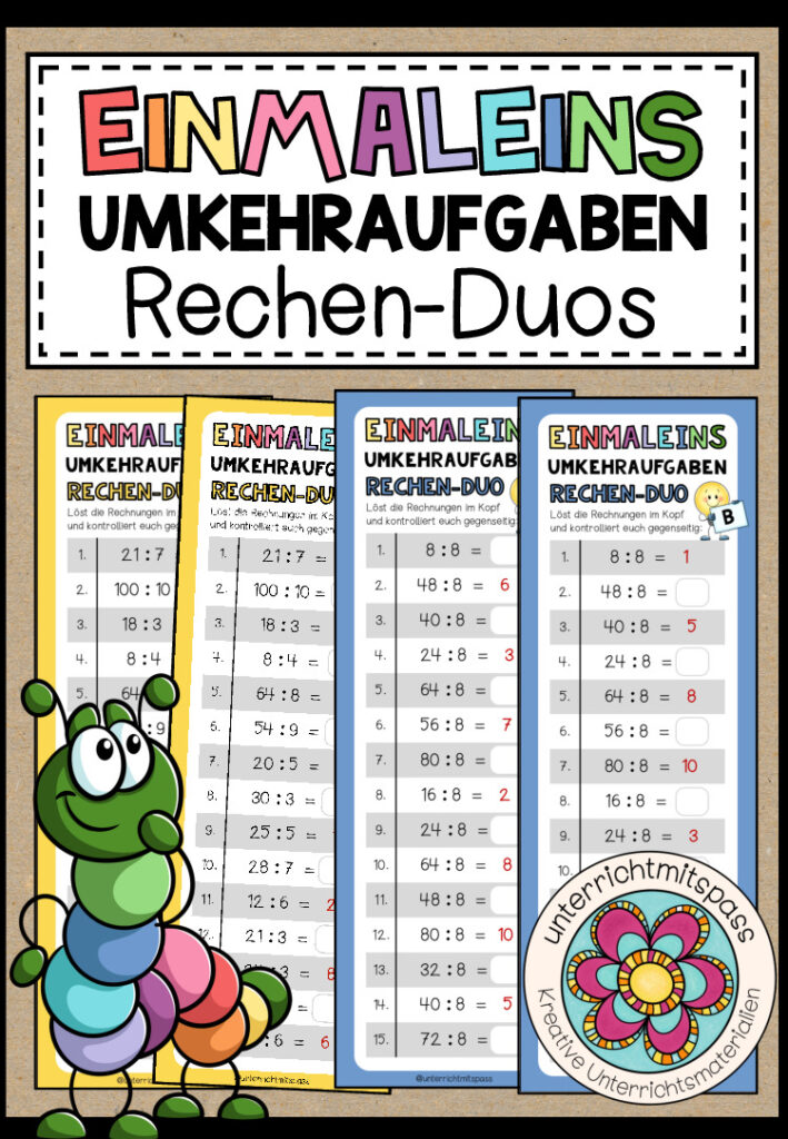 DAS KLEINE EINMALEINS (Umkehraufgaben) – 10 Rechen-Duos