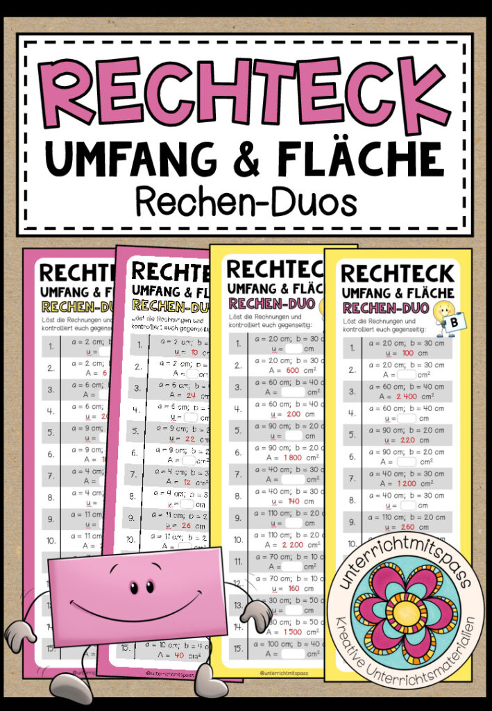 RECHTECK (Umfang, Fläche) – 2 Rechen-Duos
