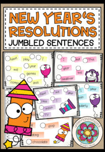 New Year’s Resolutions – Jumbled Sentences (Task Cards) Will-Future