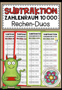 SUBTRAKTION (Zahlenraum 10 000) – 3 Rechen-Duos
