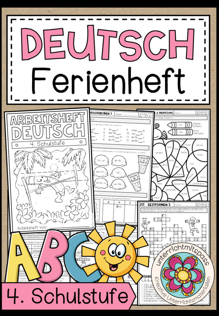 DEUTSCH – FERIENHEFT / WIEDERHOLUNGSHEFT – 4. Schulstufe (Lösungen inkludiert)