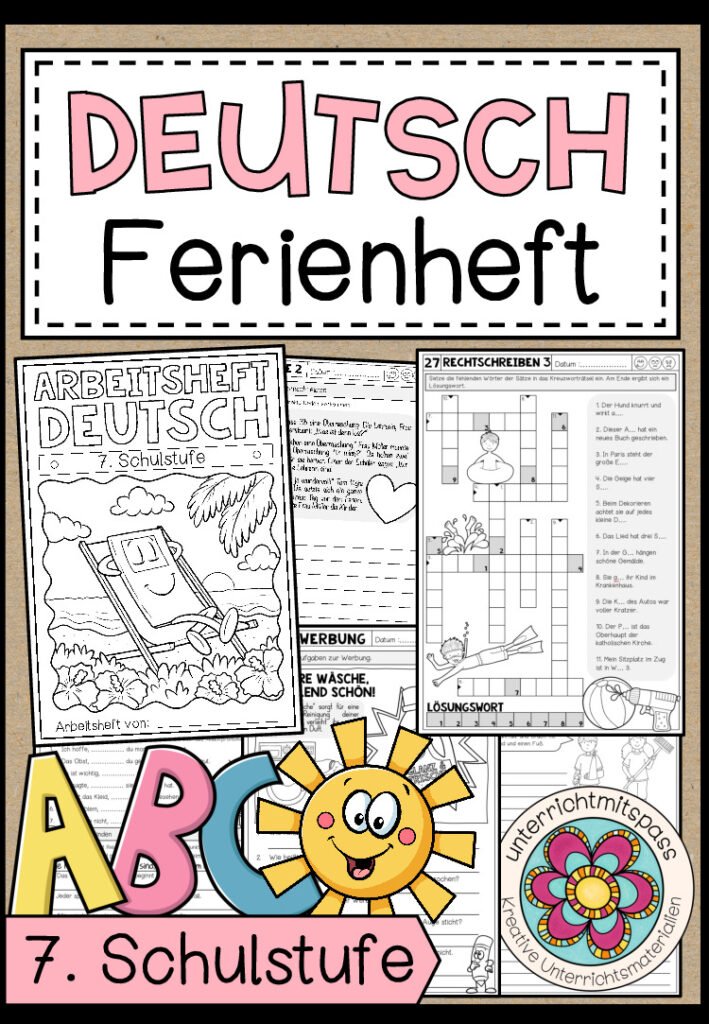 DEUTSCH – FERIENHEFT / WIEDERHOLUNGSHEFT – 7. Schulstufe (Lösungen inkludiert)
