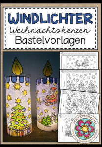 Weihnachtskerzen (Windlichter) – Bastelvorlage