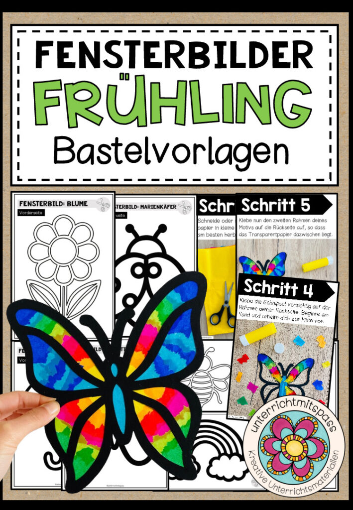 Frühling – Fensterbilder (verschiedene Bastelvorlagen)