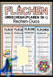 FLÄCHEN (Umrechenaufgaben in Q) – 3 Rechen-Duos