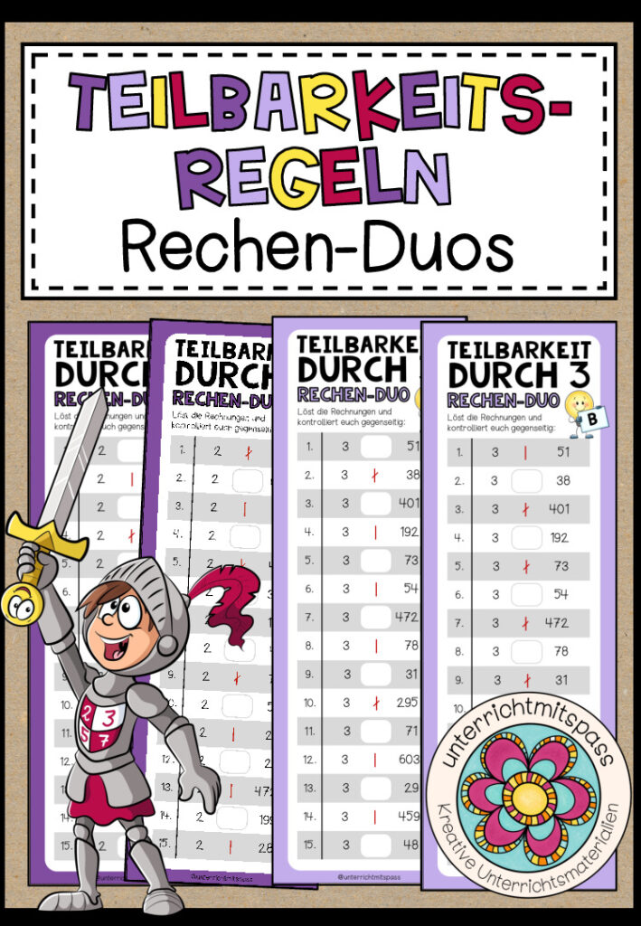 TEILBARKEITSREGELN – 6 Rechen-Duos