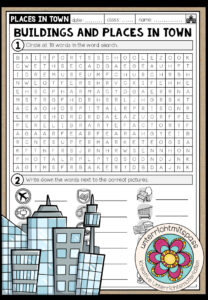 PLACES IN TOWN – Word Search