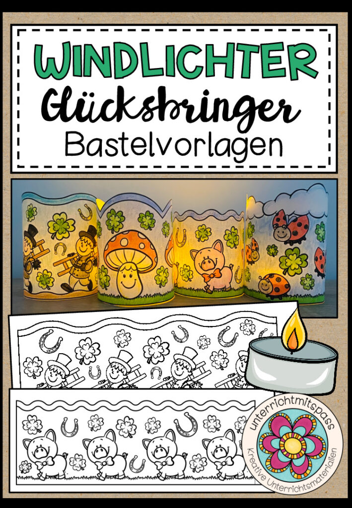 WINDLICHTER – Glücksbringer / Neujahr (Bastelvorlagen)