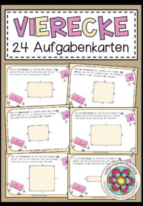 VIERECKE (für die Grundschule) – 24 Aufgabenkärtchen (Umfang)