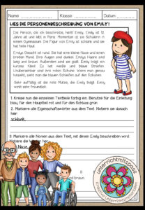 PERSONENBESCHREIBUNG – Textarbeit / Leseverständnis (Arbeitsblatt)