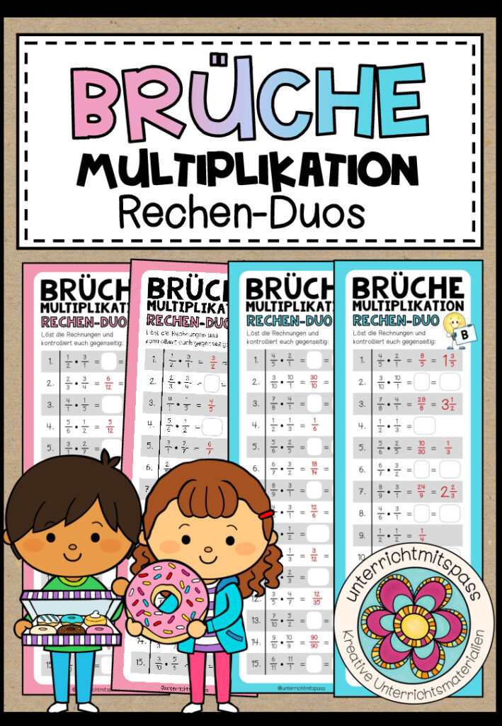 BRÜCHE (Multiplikation) – 3 Rechen-Duos